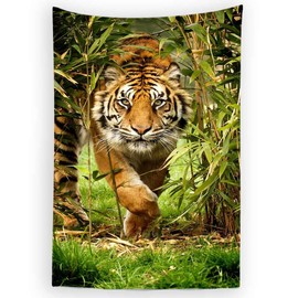 CHENGOR Tiger in Bamboo Forest Tapestry Animal King Jungle Wall Hanging Tapestry for Living Room Bedroom Dorm Man Cave Background 100x150cm