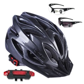 FRILNK Casco Bicicleta, Cascos de Bicicleta para Adultos, Tamaño Ajustable, con 2 Pares de Gafas de Protección, Casco Ciclismo, Adecuado para Desplazamientos Urbanos,Senderismo