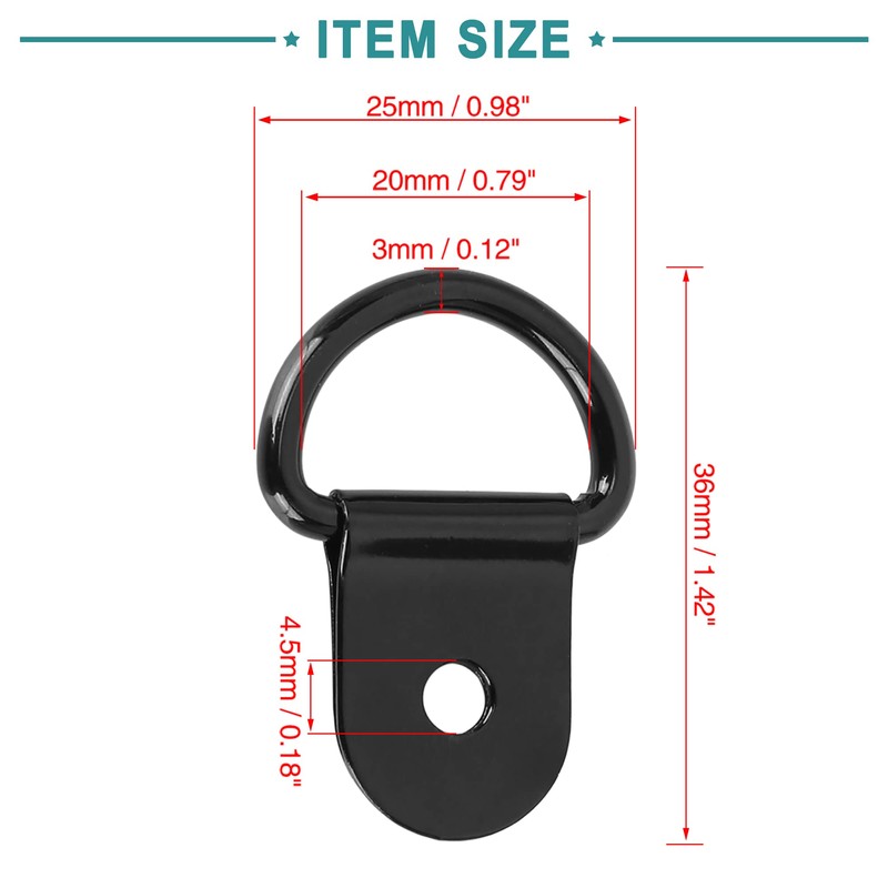 ACROPIX Car D-Ring Anchor Auto Trunk Black 20pcs