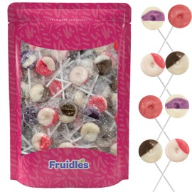 Fruidles Donuts Lollipop Suckers Candy, Great for Goody Party Bag Fillers, Individually Wrapped (1 Pound)
