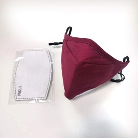 VyS Pro Washable 3-Layer Cotton Mask with Filter Pocket. 1 Mask & 5 PM2.5 Filters per Bag (Red Color Mask)