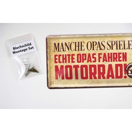 Real Grandpa Riding Motorcycle Retro Decorative Tin Sign Metal Sign Gift for Grandpa Grandpa Decoration Sign Grandpa Garage Bike Workshop Hobby Cellar Great Gift Idea Grandchildren 28 x 12 cm