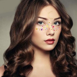 10 Blatt europäische und amerikanische vergoldete elektronische musikalische Gesichtsaufkleber, personalisierte Sommersprossen, wasserdichte temporäre Tattoo-Aufkleber für das Gesicht