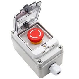 TWTADE e-Stop Push Button Switch with Box Outdoor IP67 Waterproof Emergency Stop Push Button Station Box 22mm 1NO 1NC Emergency Stop Switch with Protective Cover