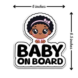 Baby on Board Signs for Car, 6.5 x 6 inches Cute Baby Girl, Waterproof and UV-Resistant Baby on Board Sticker, Durable Baby Sign for Safety Awareness, Easy to Apply for Window or Bumper