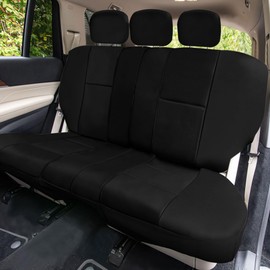 FH Group Car Seat Cover for Back Seat in Black Faux Leather - Universal Fit, Rear Seat Covers for Cars with Rear Split Bench, Car Seat Protector for Dogs, Car Interior Accessories for SUV, Sedan, Van