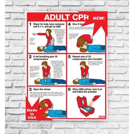 CPR for Adults 18" X 24" Laminated Poster 2017 Standards