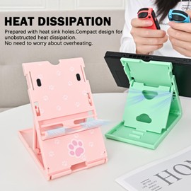 DLseego Stand for Switch and Switch OLED and Switch Lite Console, Non-Slip, Adjustable, Theme Playstand, Foldable, Compact Holder Stand, Cat Paw