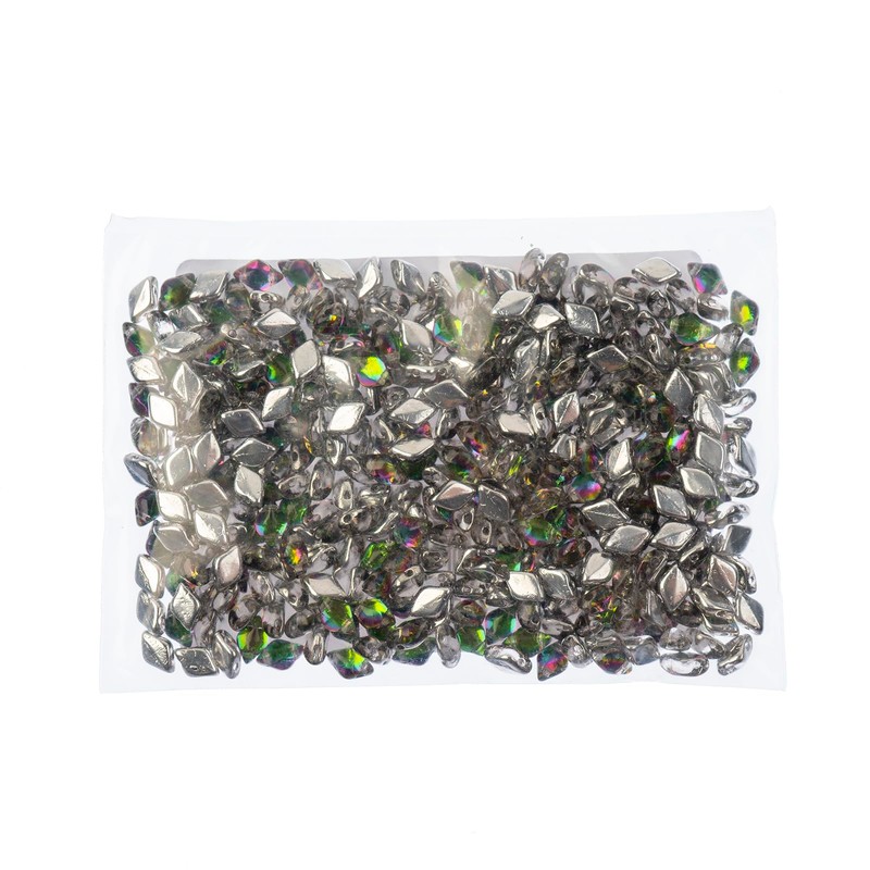 Matubo Czech Gemduo con 2 agujeros, cristal retroiluminado verde vitral,