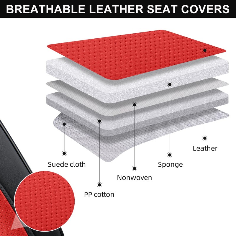 TIEHESYT Leather Seat Covers Front Pair with Lumbar Support, Breathable