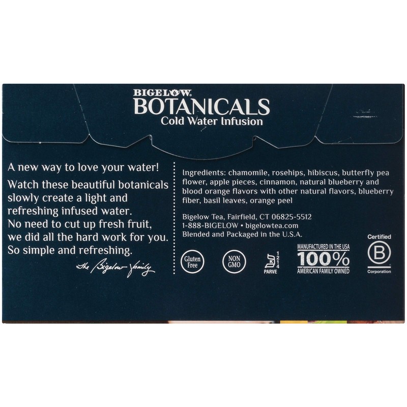Bigelow Botanicals Cold Water Infusion Blueberry Citrus Basil Tea Bags