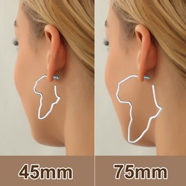 U7 Surgical Africa Map Earrings, Stainless Steel Exaggerated Hollow Out African Shaped Earrings, 45mm Ethnic Dangle Drop Earrings for Women