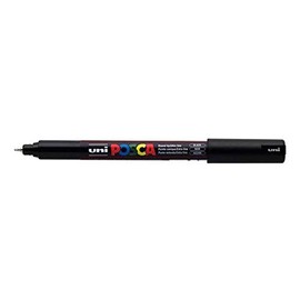 Uni Posca PC-1MR Black Colour Paint Marker Pens Ultra Fine 0.7mm Calibre Nib Tip Writes on Any Surface (Single Pen)