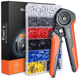 Ferrule Crimping Tool, Preciva 0.25-6mm²/AWG23-10 Crimper with 1200pcs ferrules, ABS Wrapped Shell, Hexagonal Crimping Tool with Ratchet Mechanism, Premium HSC8 Steel