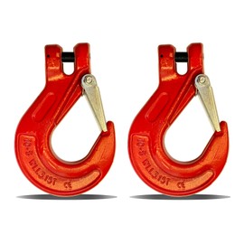 Hyecen 2 Pack G80 Clevis Slip Hook,3/8" Heavy Duty Chain Hooks,Forged Tow Trailer Safety Hook with 6900Lbs Work Load Limit Capacity for Hauler Hitches Wrecker Truck,Clevis Grab Winch Hooks for Lifting