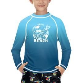 BesserBay Children's UV Shirt Long Sleeves Rash Guard Quick-Drying UV Swimming Shirt for Boys 110-160, Beach blue