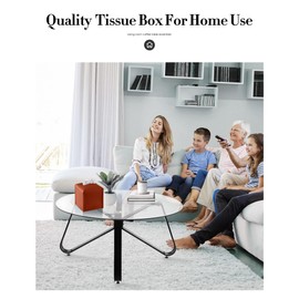 Tissue Box Cover, Jeethemy Square PU Leather Tissue Box Holder, Modern Tissue Case Facial Paper Organizer Dispenser，5X5X5'',Single Brick Red