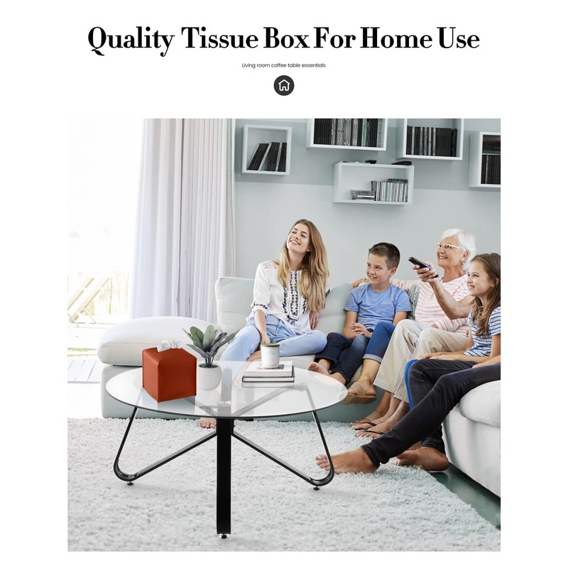 Tissue Box Cover, Jeethemy Square PU Leather Tissue Box Holder,