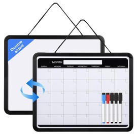 Lumspax Small Monthly Whiteboard Calendar for Wall, Mini 11" x 14" Dry Erase Board with Plastic Frame, Hanging Dry Erase Calendar for Kitchen Planner, Home, Office