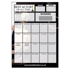 Totally Bonkers - Actor (Films) Fundraising Scratch Cards - 20 SQUARE - A6 (148x105mm) -10 Pack - TB0016 - Blind Card