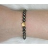 Echtes Pyrit Edelstein Armband mit 6mm Perlen und Edelstahlherz -