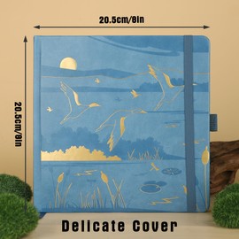 TIEFOSSI Bullet Dotted Journal Notebook, Dot Grid Notebook for Women Men, Hardcover PU Leather Journal, 160 GSM Thick Paper, 160 Numbered Pages with Gold Edge, 8 x 8 Inch