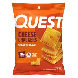 Quest Nutrition Cheese Crackers, Cheddar Blast, 10g Protein, 5g Net Carbs, 1g Sugar, Made with Real Cheese, High Protein Snack, 12 Packs (1.06 oz Bags)