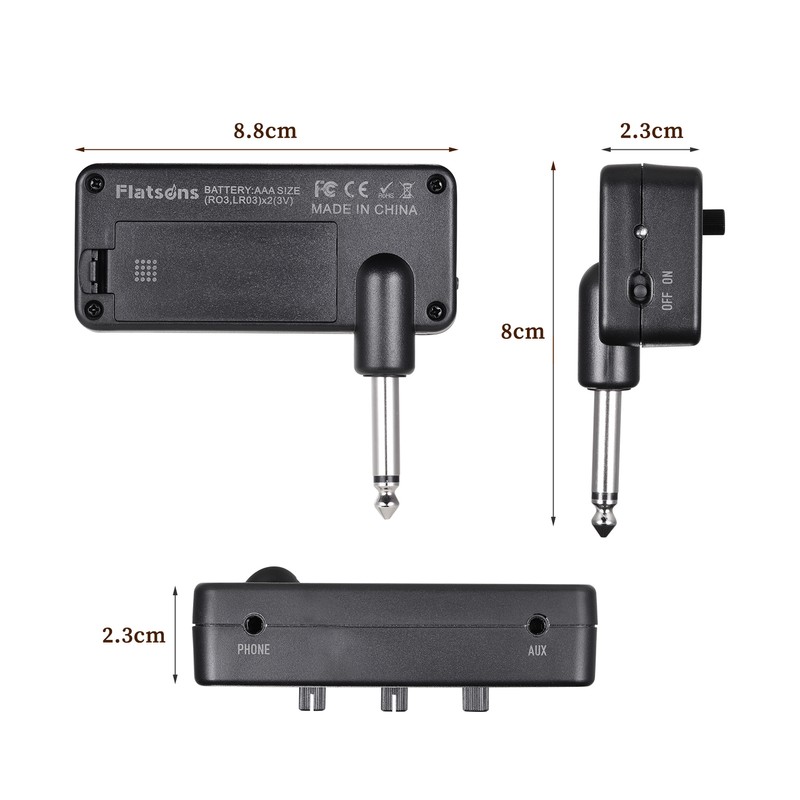 Flatsons F1R Mini Headphone Guitar Amp Amplifier with 3.5mm Headphone