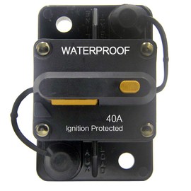 ZOOKOTO 12V-42VDC Waterproof 30A-300A Circuit Breaker with Manual Reset Inline Fuse Inverter Fuse Holder for Marine Trolling Motors Boat ATV Manual Power（40A）