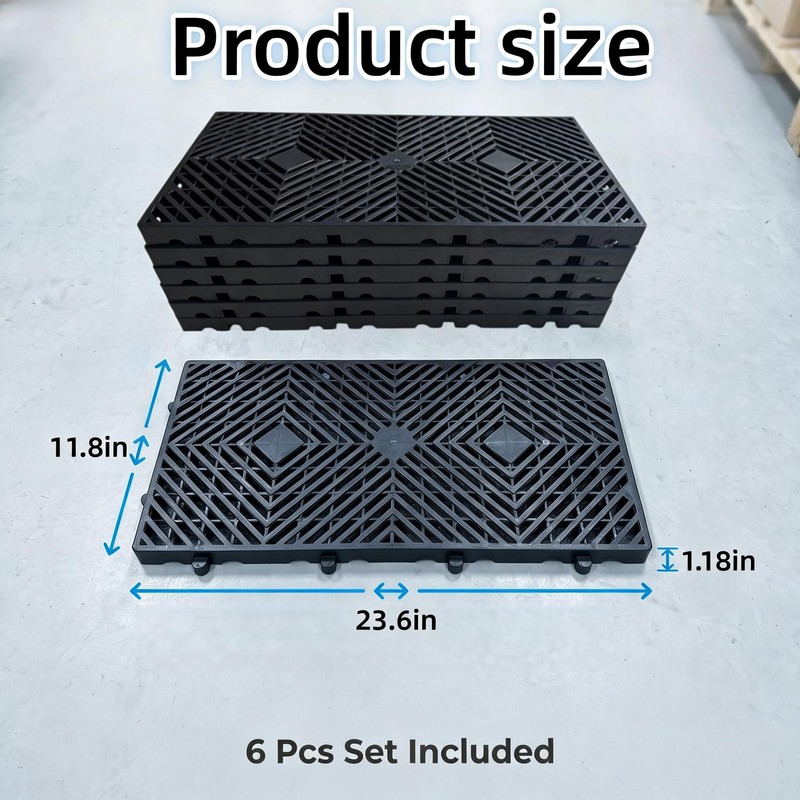 6 Pcs Plastic Pallets, 23.6x11.8x1.18 Inch Ventilated Storage Pad, Free