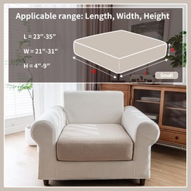 QIANMEW Couch Cushion Covers, Comfort Soft Magic Sofa Covers Washable Stretch Resistant Slipcovers for Sectional and L Shaped Seats Furniture Protectors for Pets (1PC Chair Cushion Cover, Light Brown)
