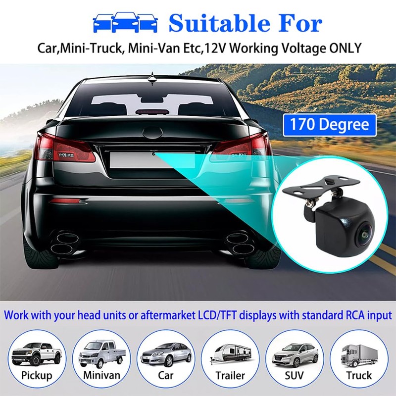 Backup Camera AHD 720P Metal 170 Degree Wide Angle Night