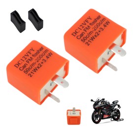 2 Pcs 12V 2 Pin Flasher Relay, LED Turn Signal Flasher Relay, Motorcycle Adjustable Indicator for Motorcycle & Car Blinker, Universal Motorbike, Waterproof, No Hyper Flashing, Easy Installation