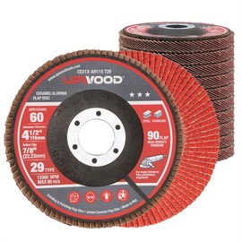 UPWOOD 10 Pack Ceramic Flap Discs 4-1/2" x 7/8" Arbor for Angle Grinder, 60 Grit Type 29