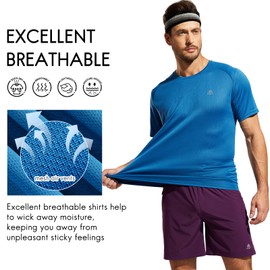 Haimont Moisture Wicking Shirts for Men Dry Fit Stretchy UPF 50+ UV Sun Protection Tees Outdoor Hiking Casual, Federal Blue, 2XL