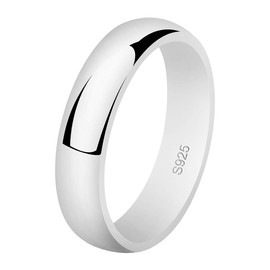 Yaneno 5mm Solid Unisex 925 Sterling Silver Super Heavy Court Shape Highly Polished Wedding Band Ring (L)