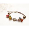 iSmile (SunTree) Ceramic Bracelet with Drawstring, Glass Stone Leather Silver
