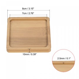 sourcing map Pack of 10 Flower Pot Saucers, 8 cm Square Flower Drip Tray Made of Bamboo for Indoor Use