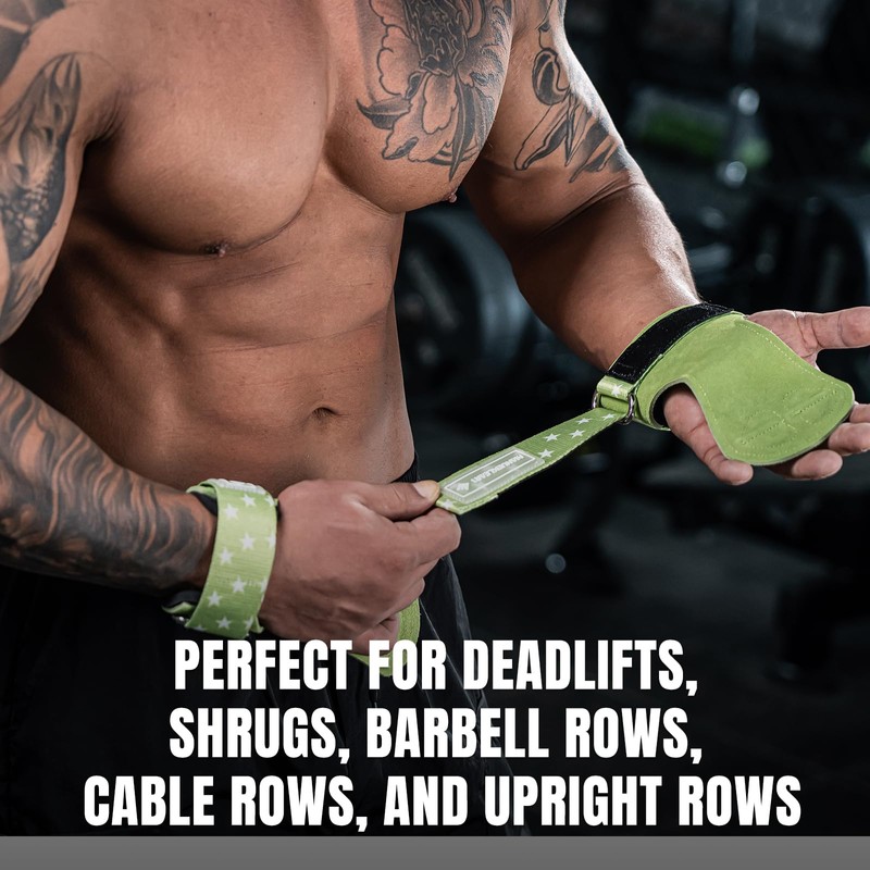 MANUEKLEAR Gym Straps Weight Lifting, Double Leather Lifting Straps for