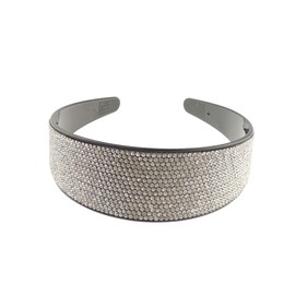 Extra Sparkly Wide Large Womens Diamante Rhinestone Black Crystal Wedding Formal Occasion Christmas Birthday Pageant Bridal Party Alice Band Headwear Hairband Headband (All Silver, One Size)