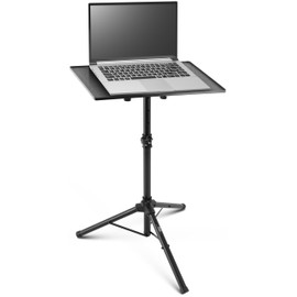 Pyle Universal Projector Stand | Height & Angle Adjustable Tripod 33" to 49" | Platform is 20" by 16" Fits Laptops, Computers, DJ Equipment & Projectors | Perfect for Stages, Studios & Offices | Black