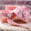 Fignner Japanese Style Ceramic Rice Bowls, Pink Cherry Blossom Design,