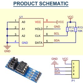 DAOKAI 5Pcs EEPROM Memory Module AT24C256 Chip I2C Serial Interface Data Storage Memory Module Onboard 8P Chip Holder with Onboard LED Indicator for Arduino
