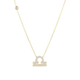 LATELITA Zodiac Libra Pendant Necklace 18ct Gold Plated Sterling Silver Lab Created Round Cubic Zirconia White Gold Zodiac & Astrology
