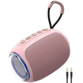 Meloace Portable Bluetooth Speaker with 3.5mm AUX Input, Wireless Speaker with HD Sound, 12-Hour Playtime, Built-in Mic, Support AUX Line-in/TF Card/USB Drive Playback (Pink)