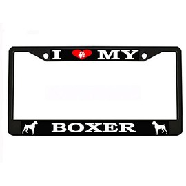 I LOVE MY BOXER DOG Black Metal License Plate Frame Tag Holder …