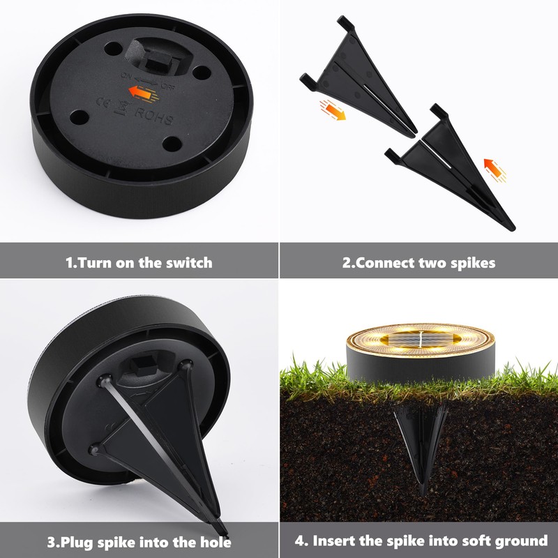 Joomer Solar Ground Lights, 16 Pack 8 LED Solar Lights