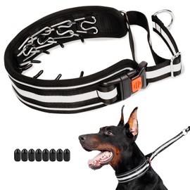 Mayerzon Martingale No Pull Dog Collar, Reflective Walking Collar for Large Medium Dogs Pitbull Belgian Malinois Doberman That Pull, Anti Pull Dog Collar (Black, Large,3mm,15"-22" Neck)