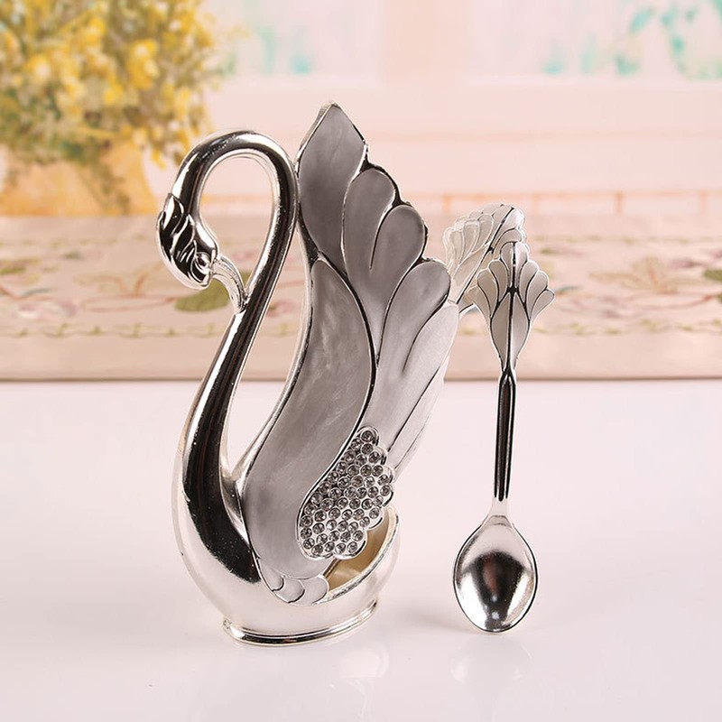 Dessert Spoon Set, Coffee Spoon Stand Kit Fruit Scoop Fork
