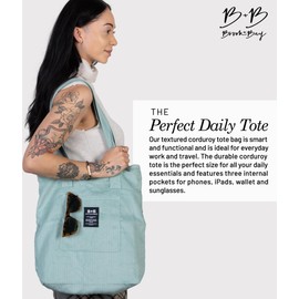 Brook + Bay Corduroy Tote Bag for Women - Boho Bag - Plain Tote Bag with Pockets - Cute Tote Bags Aesthetic - Shoulder Bag